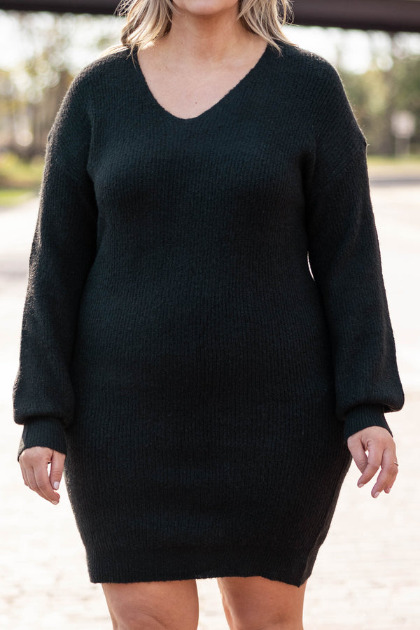 Chic Soul plus size clothing, black sweater long sleeve dress