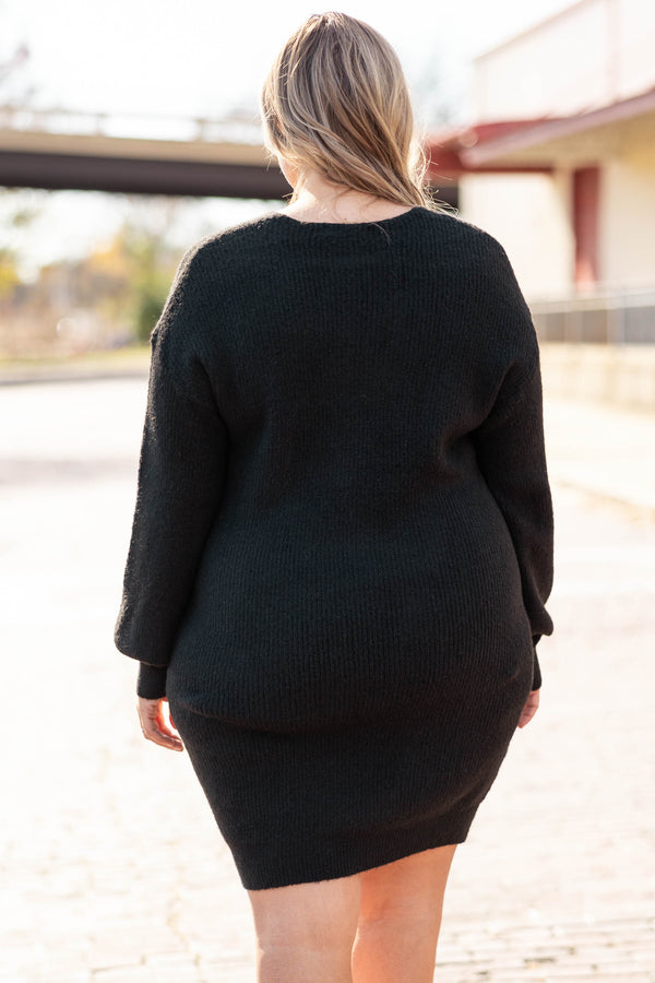 Chic Soul plus size clothing, black sweater long sleeve dress