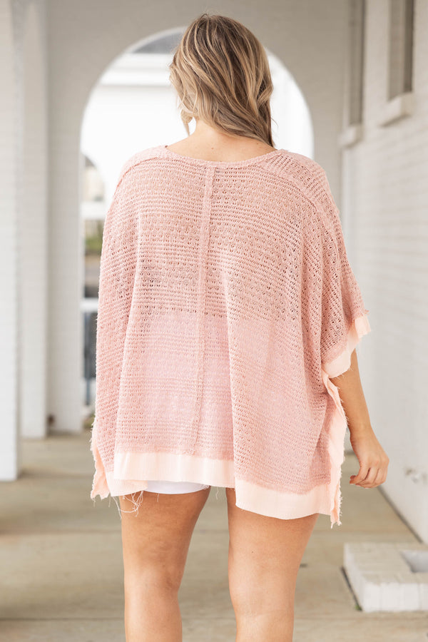 Chic Soul plus size clothing, dusty rose knitted flowy sweater