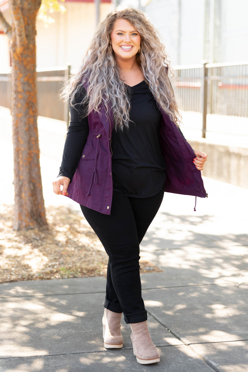 Plus size purple outlet vest