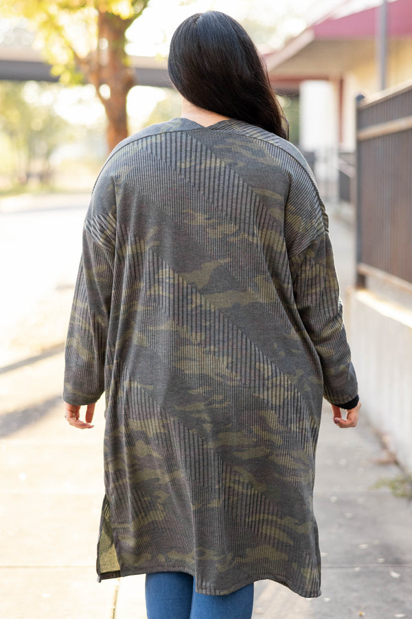 Chic Soul plus size clothing, camo cardigan