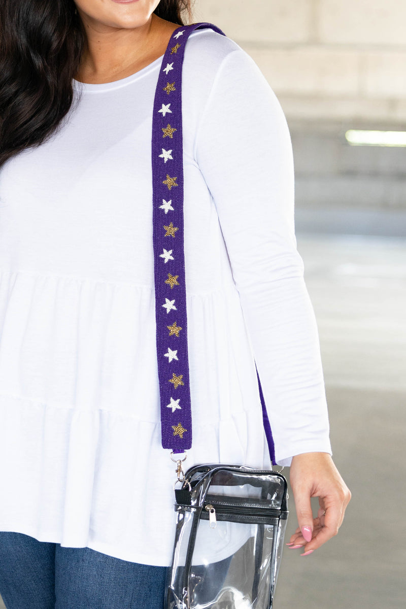 Our Beaded Purse Strap - Purple/Gold Geaux Tru Colors Gameday are
