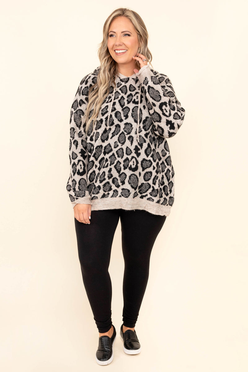 Gray leopard print discount sweatshirt