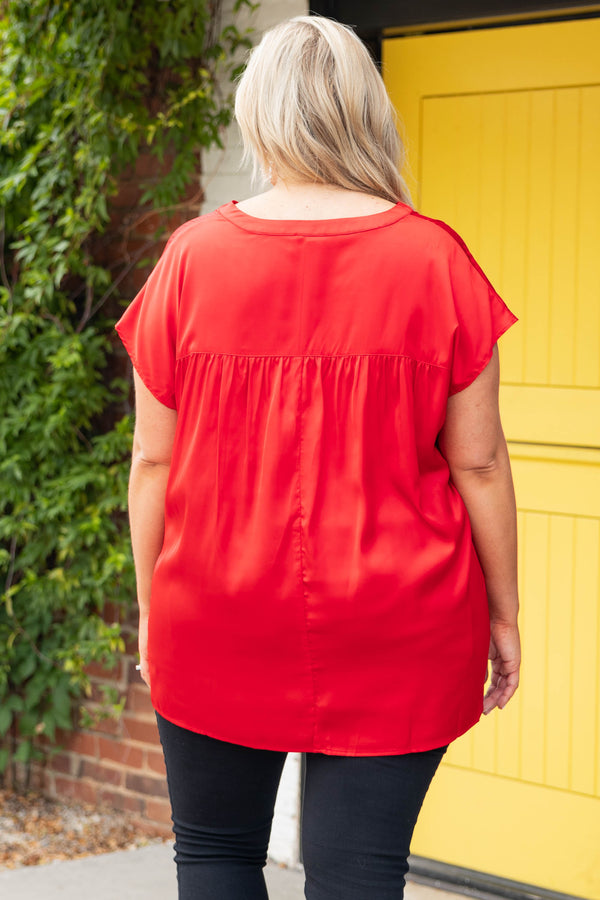 Straight Stunner Top, Tomato Red