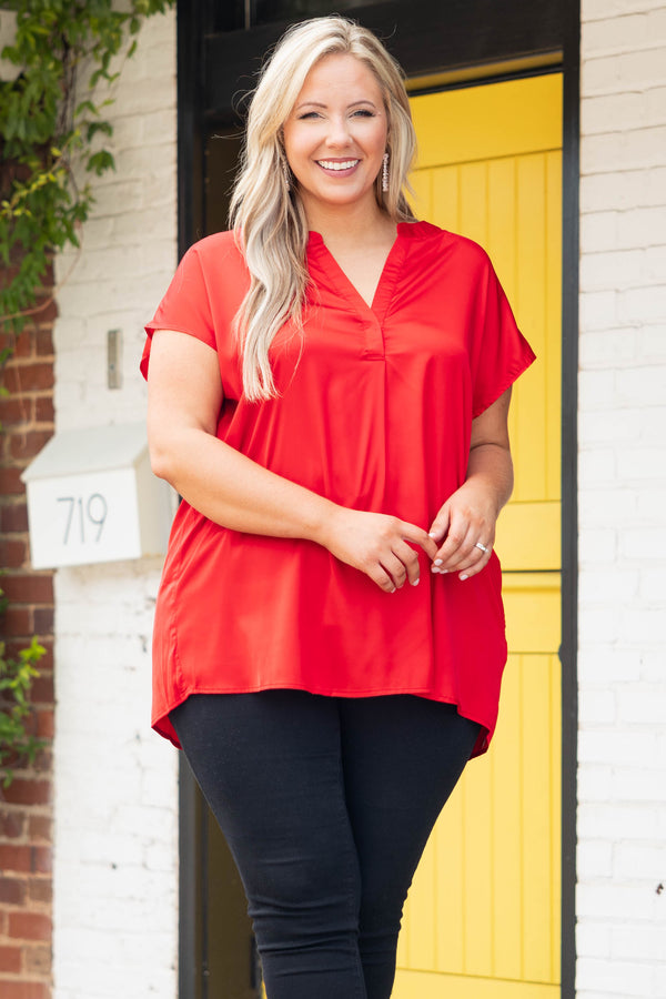 Straight Stunner Top, Tomato Red