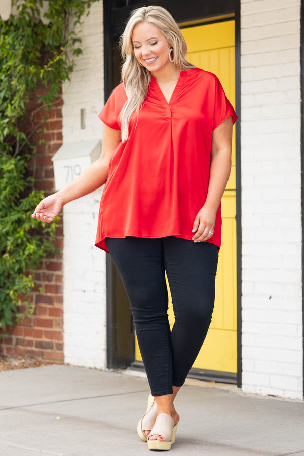 Straight Stunner Top, Tomato Red