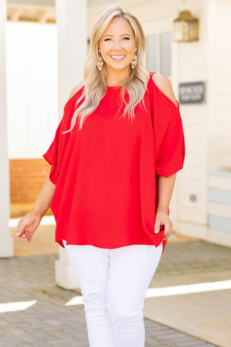 Red half 2025 shoulder top