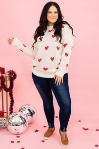 White sweatshirt with red on sale hearts