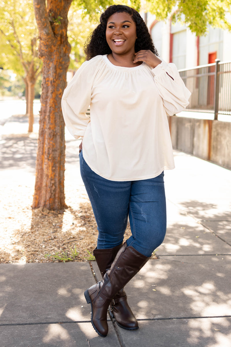 Sweet Velvet Top Cream Chic Soul