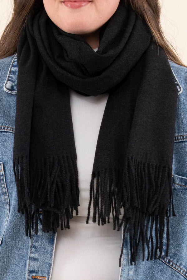 Chic Soul plus size clothing accessory, winter scarf in a solid black color.