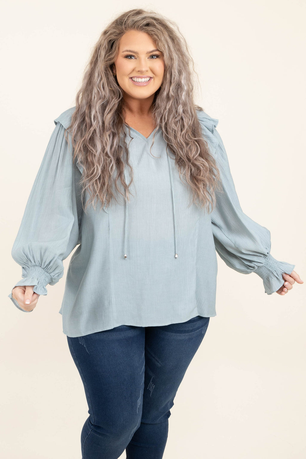 Basic Softness Hi-Lo Shirt in Dusty Blue - Retro, Indie and Unique