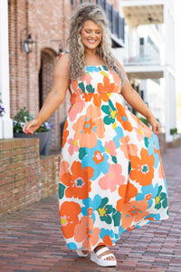 Orange and blue outlet plus size dress