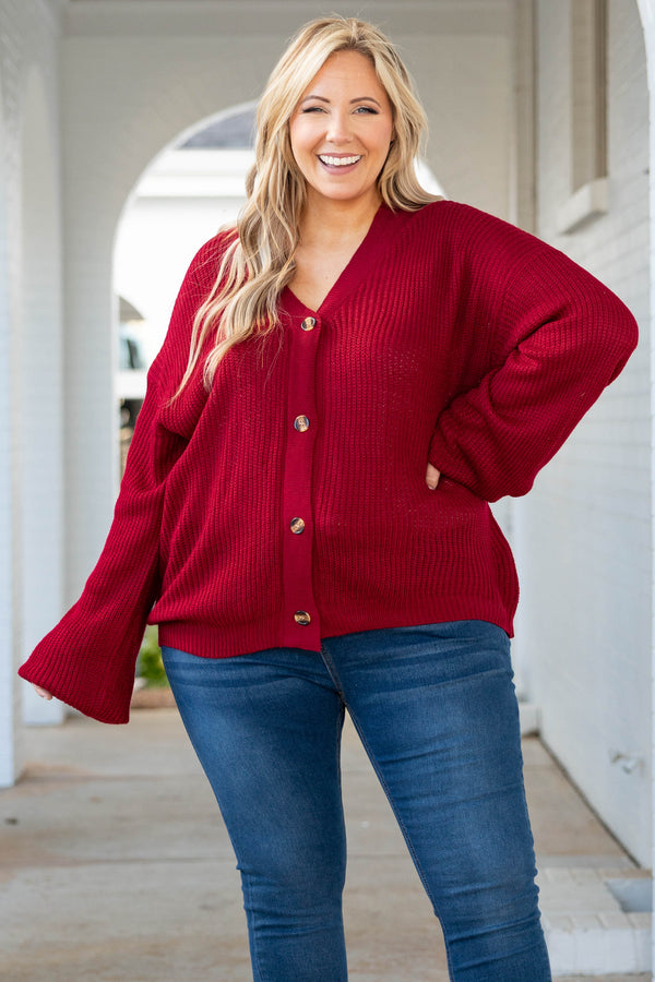 Plus size long red cardigan sale