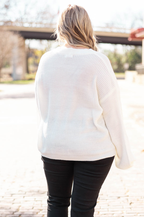 Chic Soul plus size clothing, white button cardigan