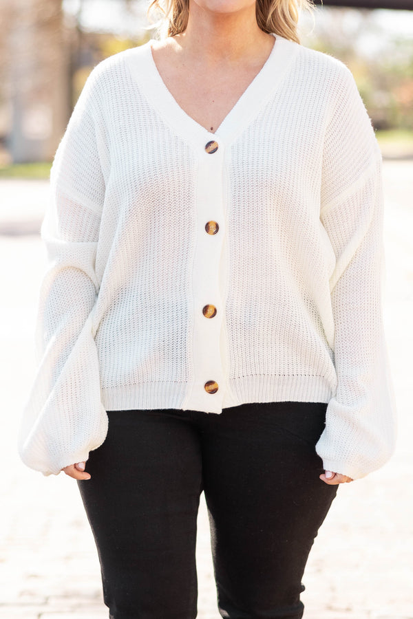 Chic Soul plus size clothing, white button cardigan