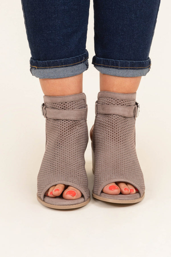 Taupe booties clearance open toe