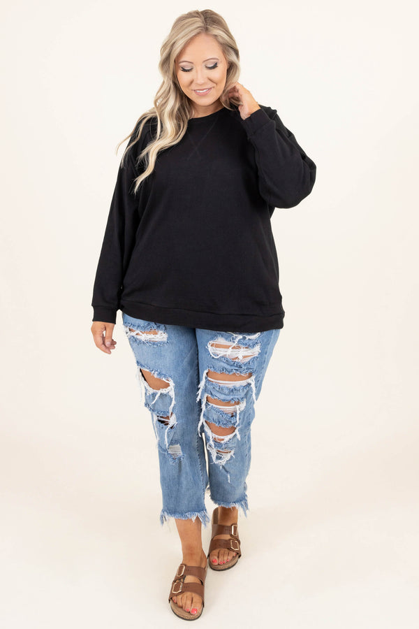 Chic Soul plus size clothing, medium wash high waisted distressed ankle length girlfriend jeans