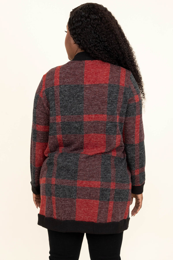 Chic Soul plus size clothing,red and black cardigan