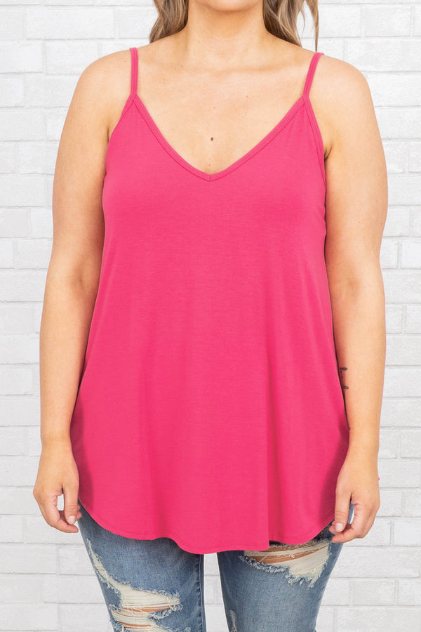 Chic Soul plus size clothing, hot pink tank top