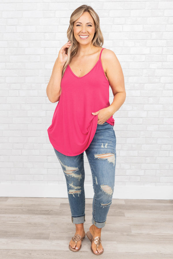 Chic Soul plus size clothing, hot pink tank top