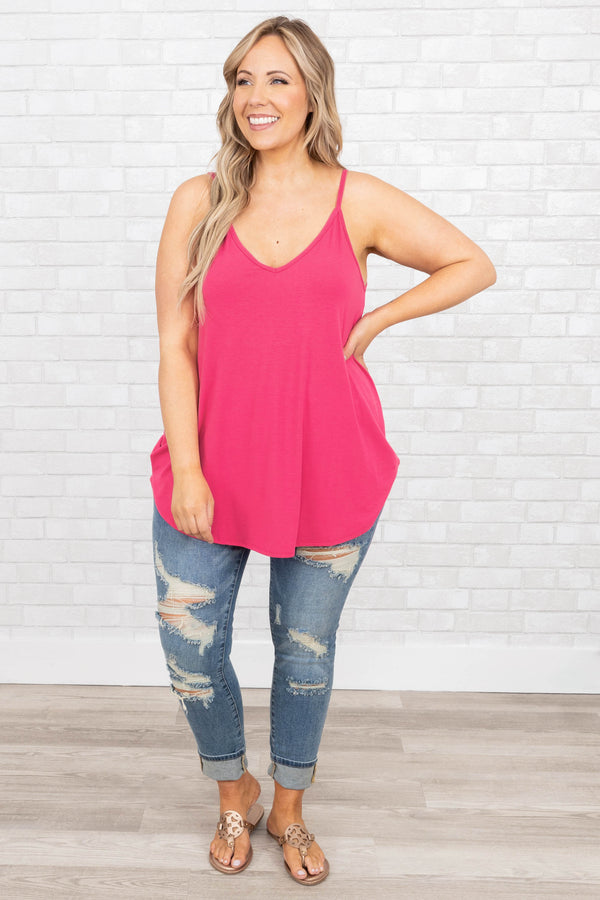 Chic Soul plus size clothing, hot pink tank top