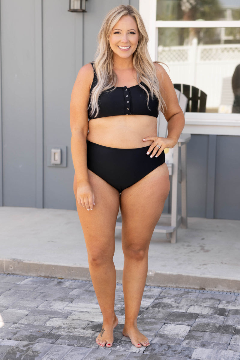 We Are All Just Coasting Swim Top, Black – Chic Soul