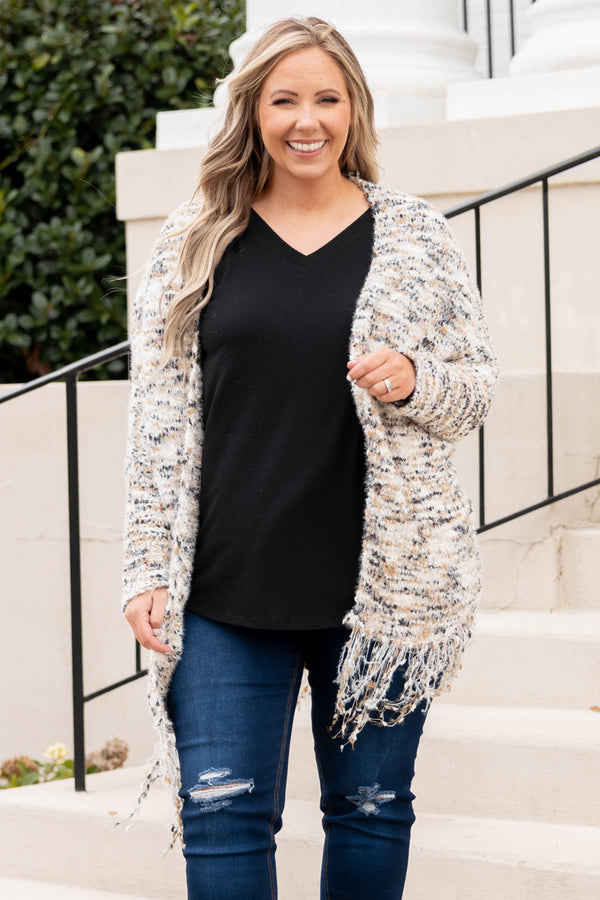 Fringe cardigan plus size sale