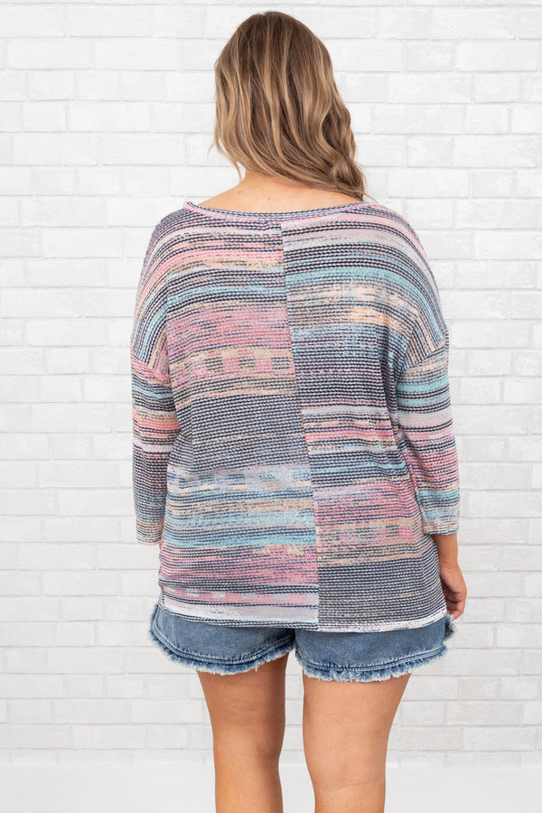 Chic Soul plus size clothing, multicolor striped knit top