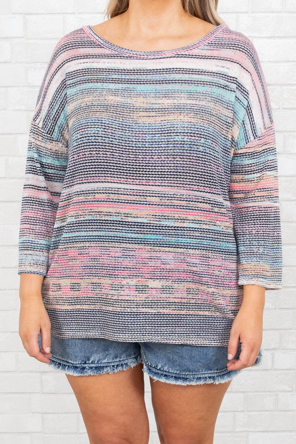 Chic Soul plus size clothing, multicolor striped knit top