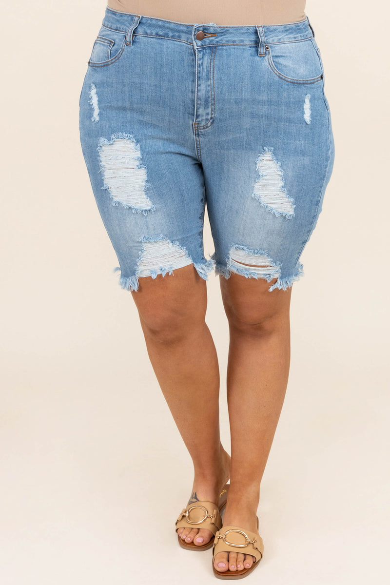 Without A Care Shorts, Medium Wash – Chic Soul