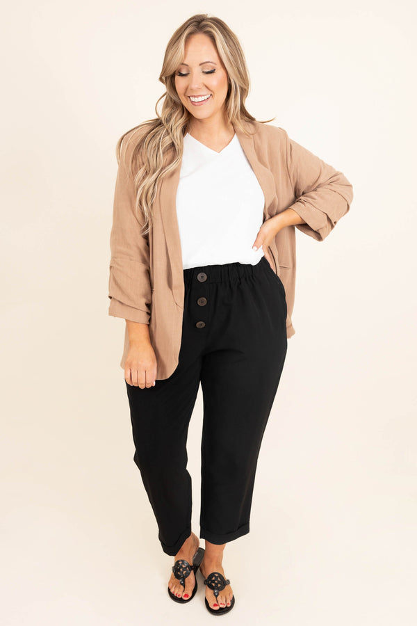 Chic Soul plus size clothing, light mocha blazer jacket with quarter length sleeves