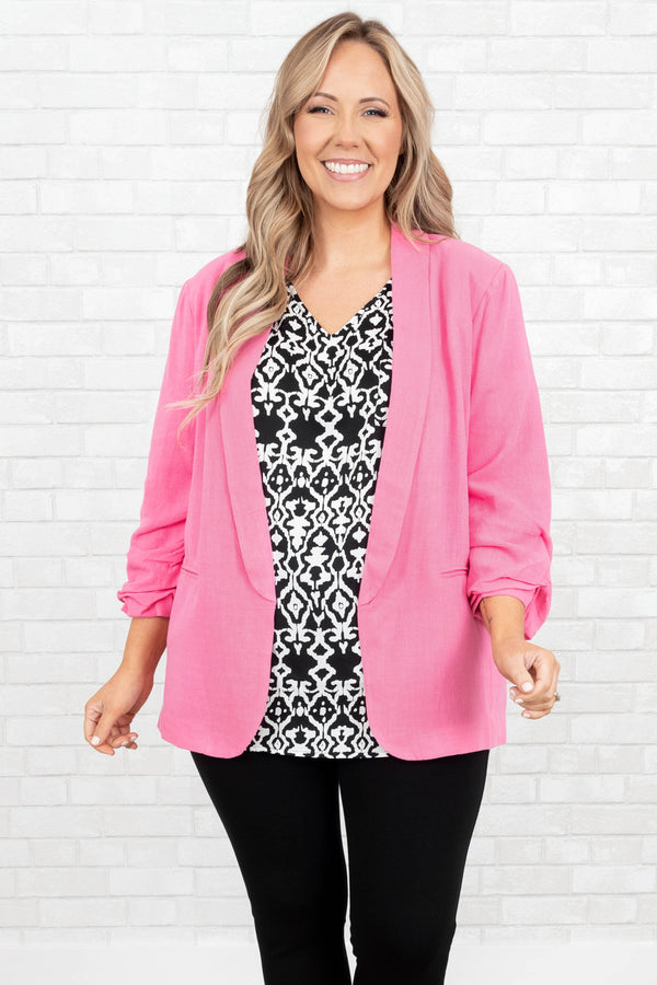 Plus size 2025 pink blazer jacket